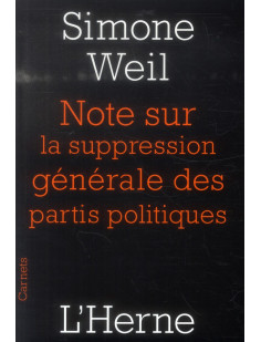 Notes sur la suppression generale des partis politiques