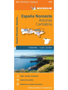 Carte régionale espagne nord-ouest : asturias cantabria