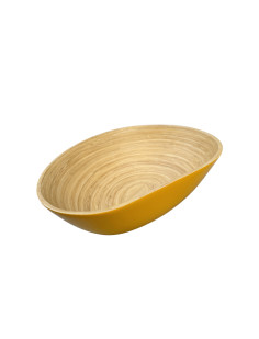Plat mangue medium en bambou laqu? jaune h 9 x 22 x 29 cm
