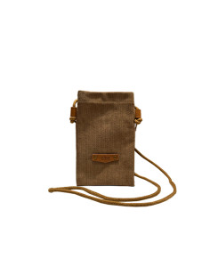 Pochette tissus croute de cuir camel