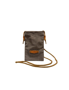 Pochette tissus croute de cuir gris