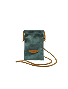Pochette tissus croute de cuir vert