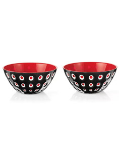 2 bols murrine ? 12 cm noir/rouge guzzini