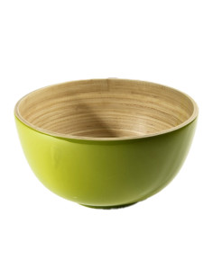 Saladier en bambou laqu? vert l ? 28cm