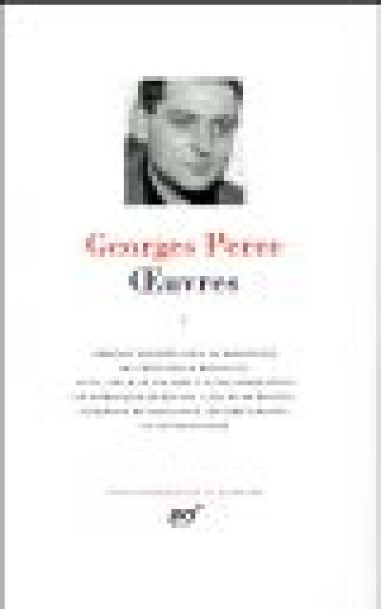 OEUVRES - VOL01 - PEREC GEORGES - Gallimard