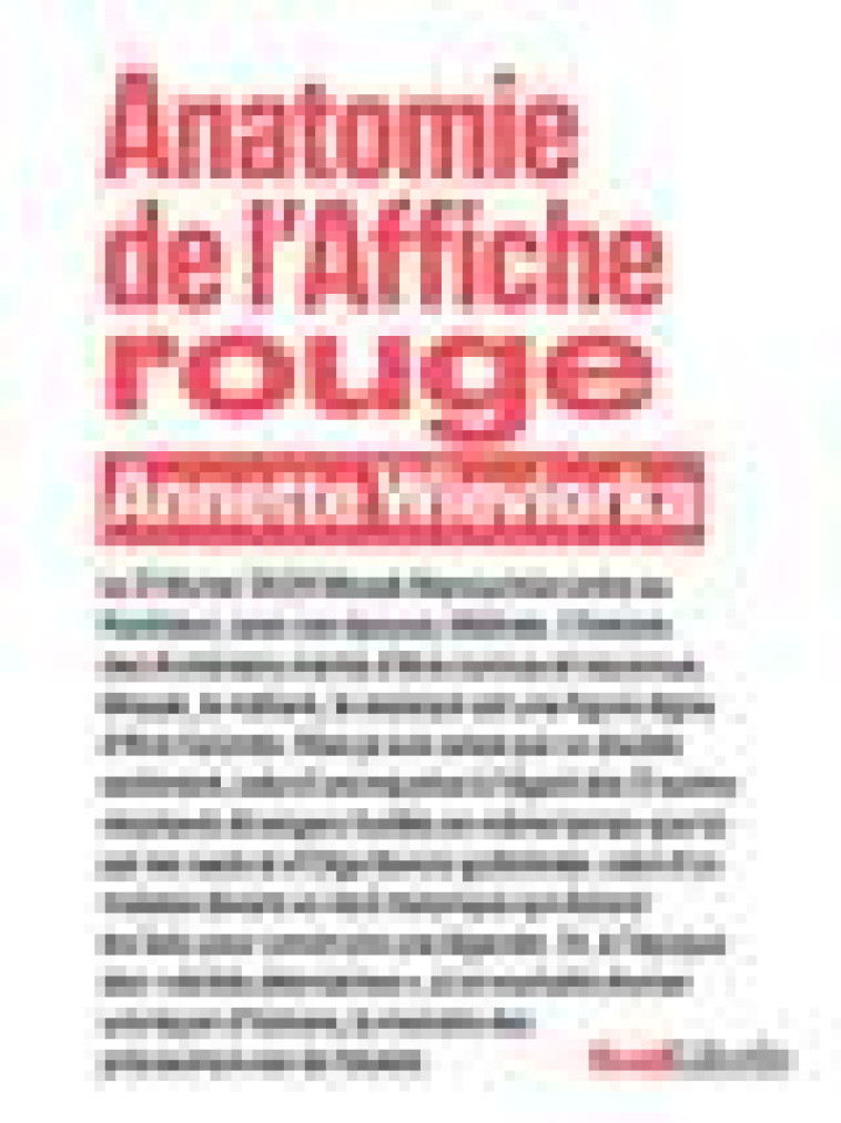 ANATOMIE DE L-AFFICHE ROUGE - WIEVIORKA - SEUIL