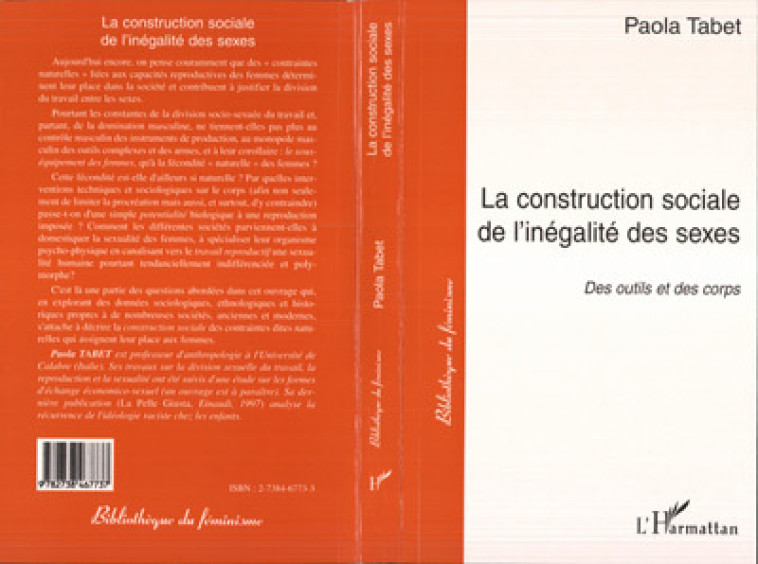 La Construction Sociale de l'inégalité des Sexes - Tabet Paola, Tabet paola  - L'HARMATTAN